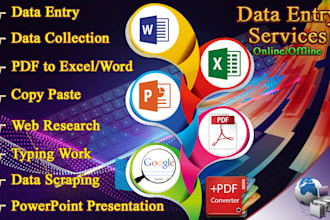 do data entry, excel, ppt, typing, ocr, copy paste work