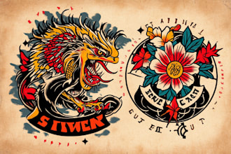 create any design in traditional tattoo or old school style