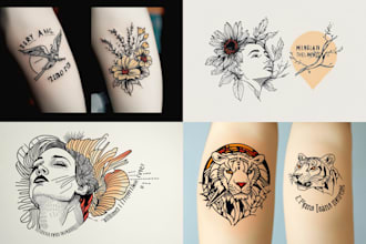 create minimalist line art tattoo with my style