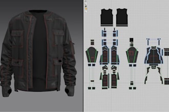 build realistic 3d garment, 3d sewing pattern and tech pack