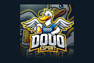 do awesome dodo esport mascot logo with creative concepts