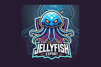 do amazing jellyfish mascot logo with unlimited revisions