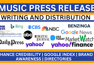 write music press release, distribute music press release, PR distribution