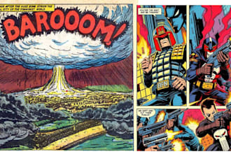 draw vintage cartoon comic, retro comic book page, graphic novel storyboard