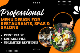 do amazing menu design, food flyer, restaurant menu, digital menu board