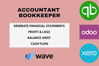 do bookkeeping using quickbooks online, odoo, xero, wave
