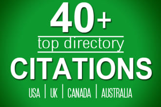 build 40 directory citations for usa, uk, canada local listing business