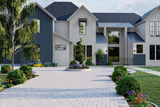 exterior rendering, house renovation villa design  chief architect revit autocad