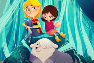 make original children story book illustration