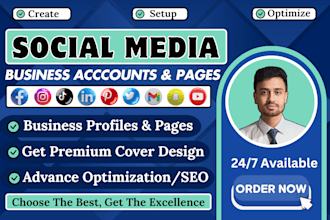 create and set up your social media accounts and setup facebook business page
