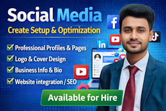 create and set up your social media accounts and setup facebook business page