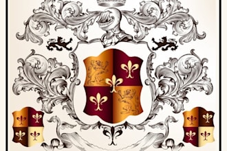 do hand drawn vintage coat of arms, family crest