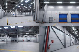 do 3d interior, exterior factory, realistic commercial, industrial design