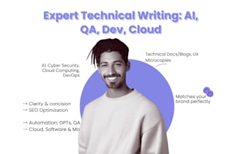 expert technical writing ai, QA, dev, cloud