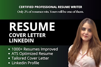 write your resume, cover letter and linkedin optimization