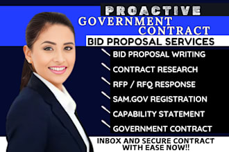 research contracts, respond to rfp, rfq, write bid proposal samgov registration