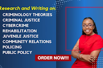 write on criminology, criminal justice, cybercrime, and rehabilitation