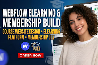 webflow course website design, webflow elearning platform webflow membership