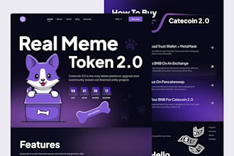 design memecoin landing page meme coin website, crypto landing page on wordpress