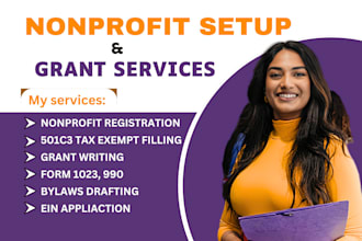 do non profit registration, grant writing 501c3 tax exempt, bylaw, form 1023 990