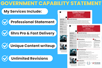 design and create government capability statement business capability statement