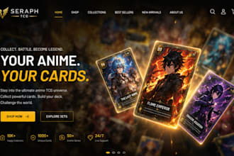 design trading card shopify store anime tcg website video game store tcg website