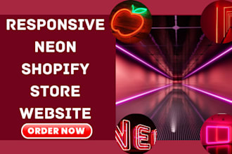 design neon lighting signage neon sign synthwave  3d logo shopify store website