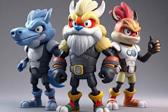 create stunning stylized 3d characters models and mascot designs