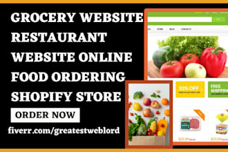 build grocery website restaurant cafe website online food ordering shopify store