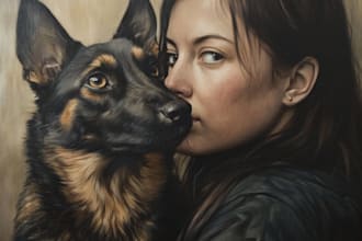 create a cute pet, cat, dog portrait in my art style