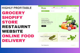 design grocery shopify store restaurant website vegan product organic food