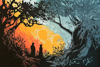 create artistic linocut illustration in my style