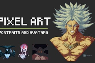 custom portraits or avatars in pixel art