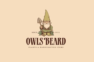 design simple vintage gnome plants company logo