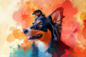 draw custom digital oil painting, watercolor style pet portrait