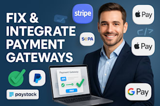 fix, integrate payment gateway stripe apple pay paypal google pay sepa paystack