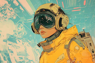 draw scifi or cyberpunk character portrait art