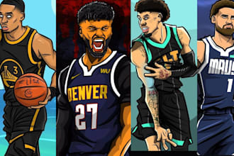 draw logo sport player illustration for magazine poster book portrait