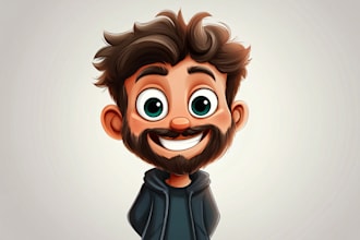 design, caricature mascot logo, modern cartoon character, cartoon portrait,