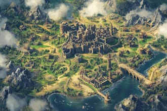 create an amazing fantasy map illustration