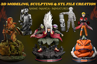 sculpt 2d to 3d anime figure character figurine miniature 3d toy stl 3d printing