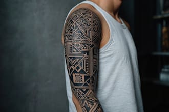 create sleeve tattoo design in geometric style
