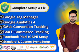 google analytics setup facebook pixel, ga4 ecommerce setup by gtm