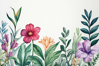 draw botanical illustration of flower illustration, plant illustration
