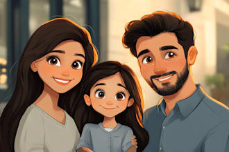 design a professional disney family portrait