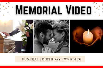 create funeral wedding birthday photo slideshow memorial video in 24 hours