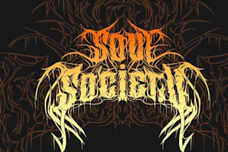 design a slamming death metal logo font with chrome
