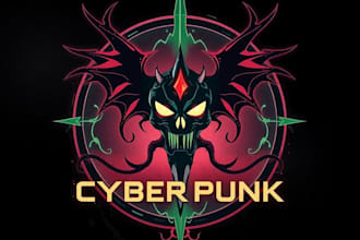 create unique fantasy cyberpunk horror logo for games books and music