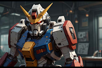 draw mecha robot,armor,gundam in anime or realism style
