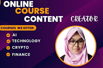 create online course content on ai earning, technology, finance, crypto